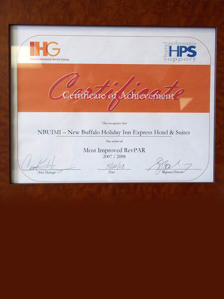 2007-2008 IHG Certificate of Acheivement Holiday Inn Express New Buffalo