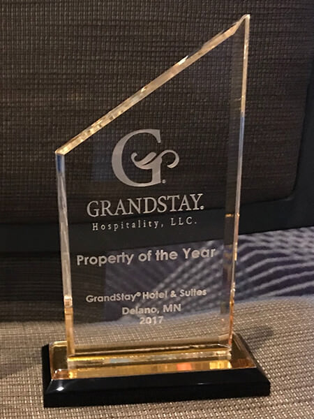 2017 GrandStay Delano, MN Property of the Year Award